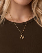 Crew Alphabet Statement Charm Necklace || option::18K Gold Plated, N