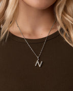 Crew Alphabet Statement Charm Necklace || option::Silver Plated, N