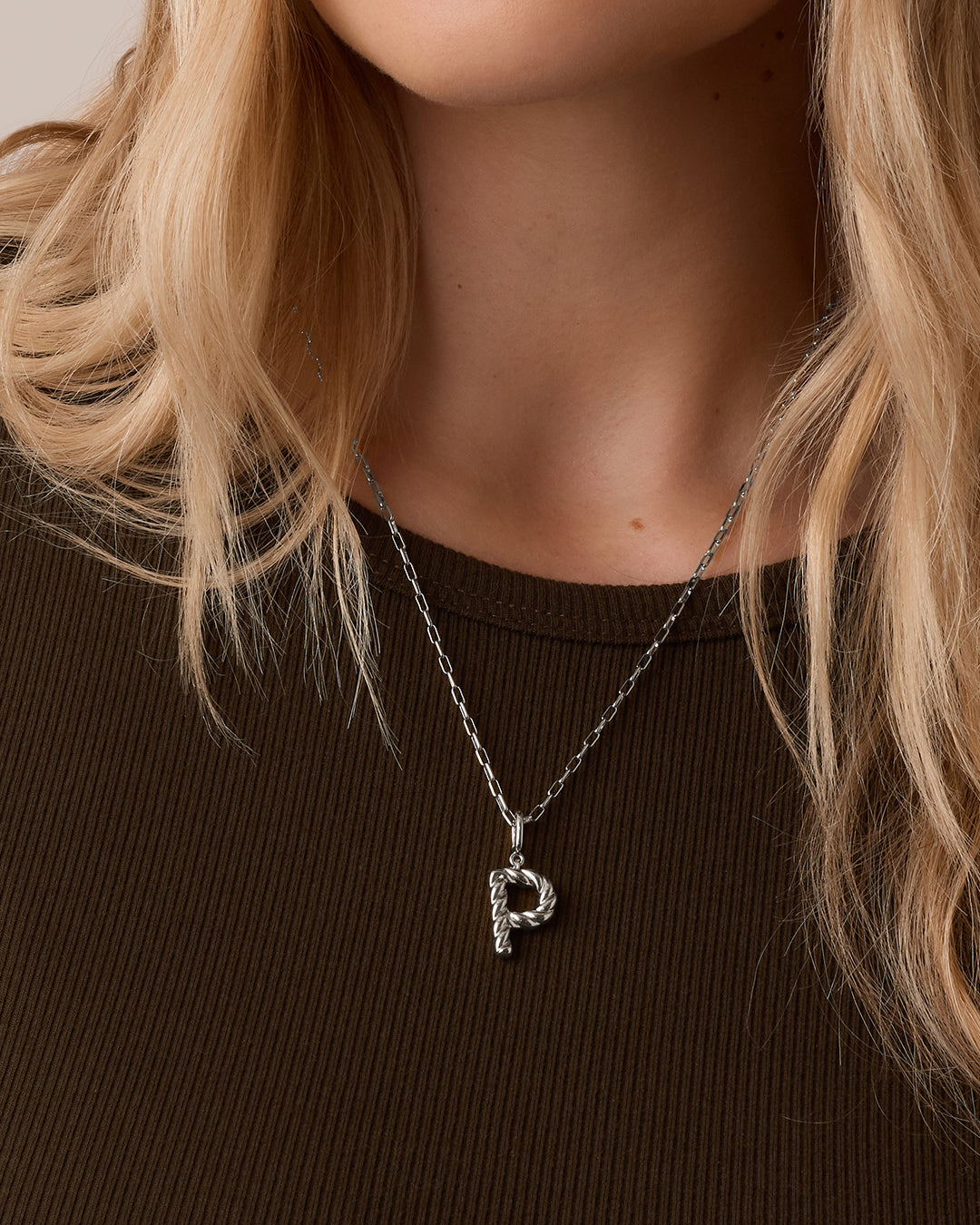 Crew Alphabet Statement Charm || option::Silver Plated, P