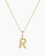 Crew Alphabet Statement Charm Necklace || option::18K Gold Plated, R