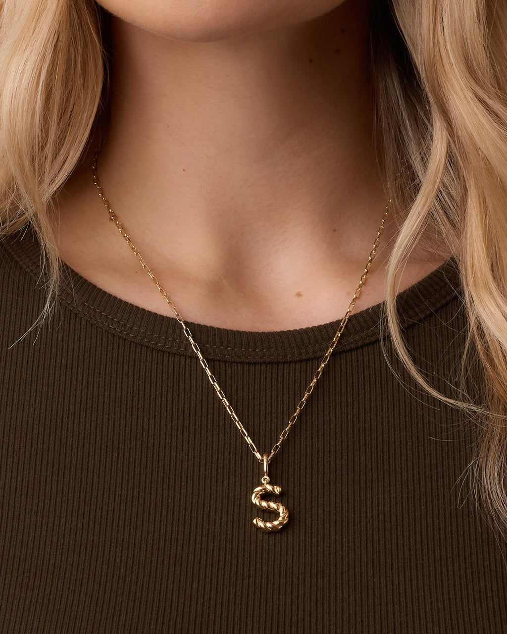 Crew Alphabet Statement Charm Necklace || option::18K Gold Plated, S