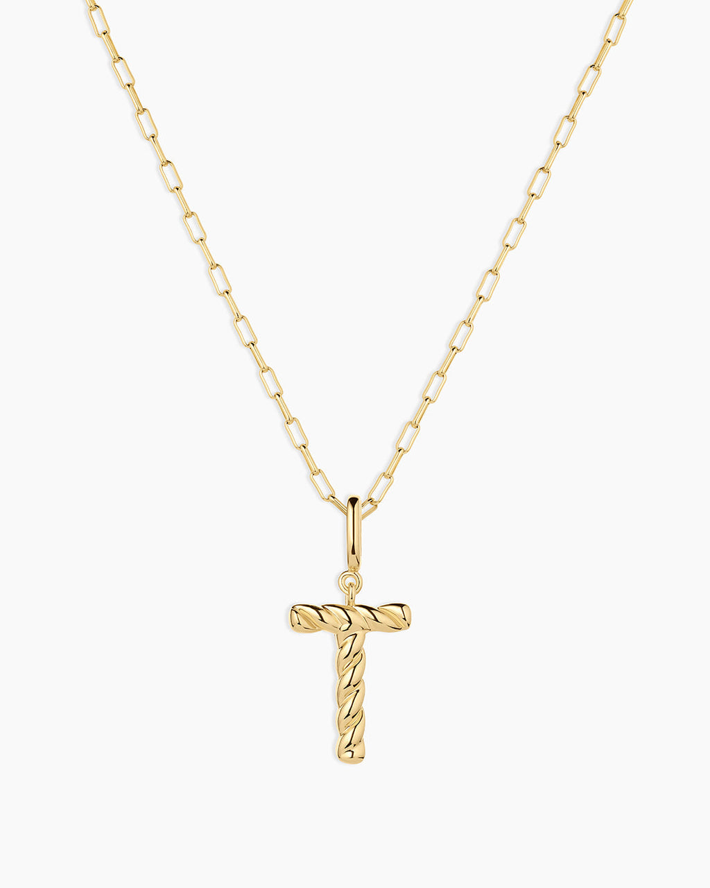 Crew Alphabet Statement Charm Necklace || option::18K Gold Plated, T