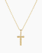 Crew Alphabet Statement Charm Necklace || option::18K Gold Plated, T