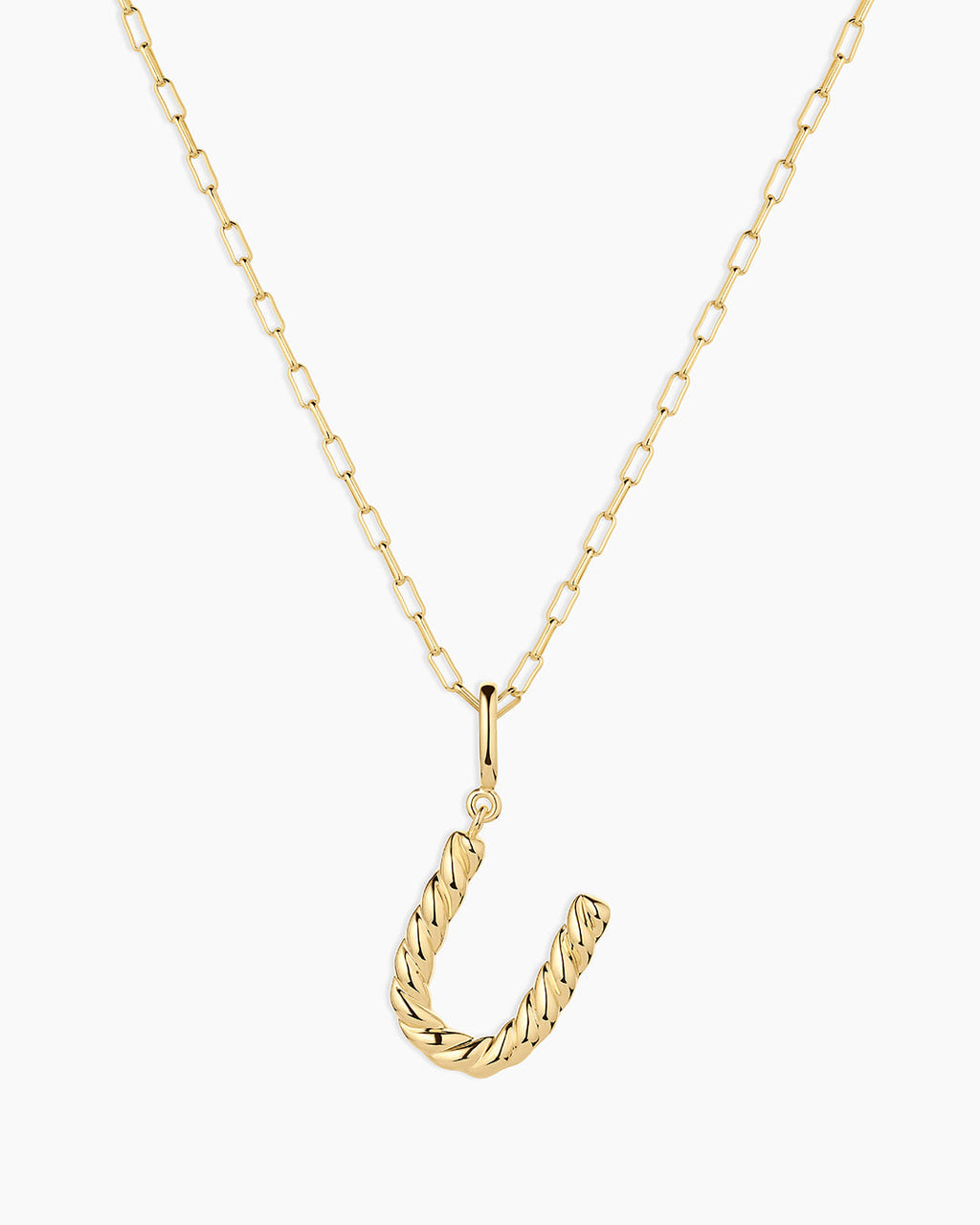 Crew Alphabet Statement Charm Necklace || option::18K Gold Plated, U
