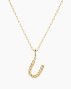 Crew Alphabet Statement Charm Necklace || option::18K Gold Plated, U