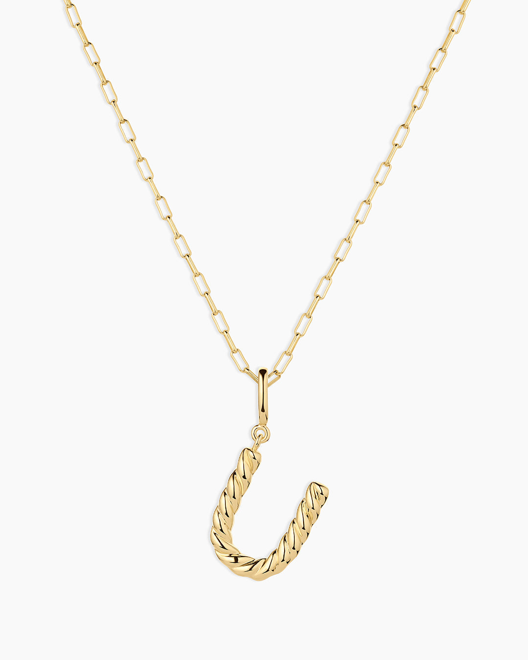 Crew Alphabet Statement Charm Necklace || option::18K Gold Plated, U