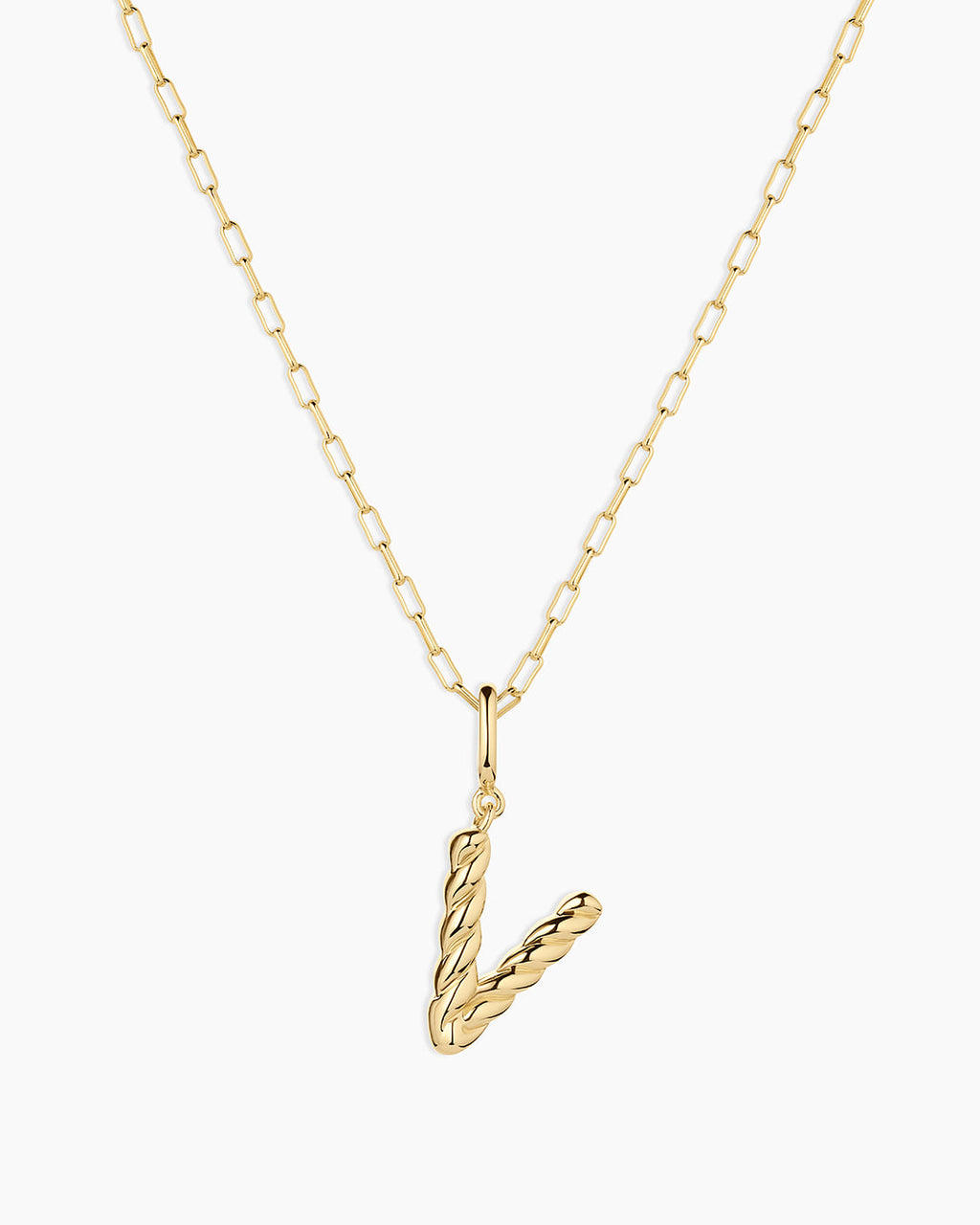 Crew Alphabet Statement Charm Necklace || option::18K Gold Plated, V