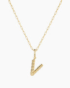 Crew Alphabet Statement Charm Necklace || option::18K Gold Plated, V