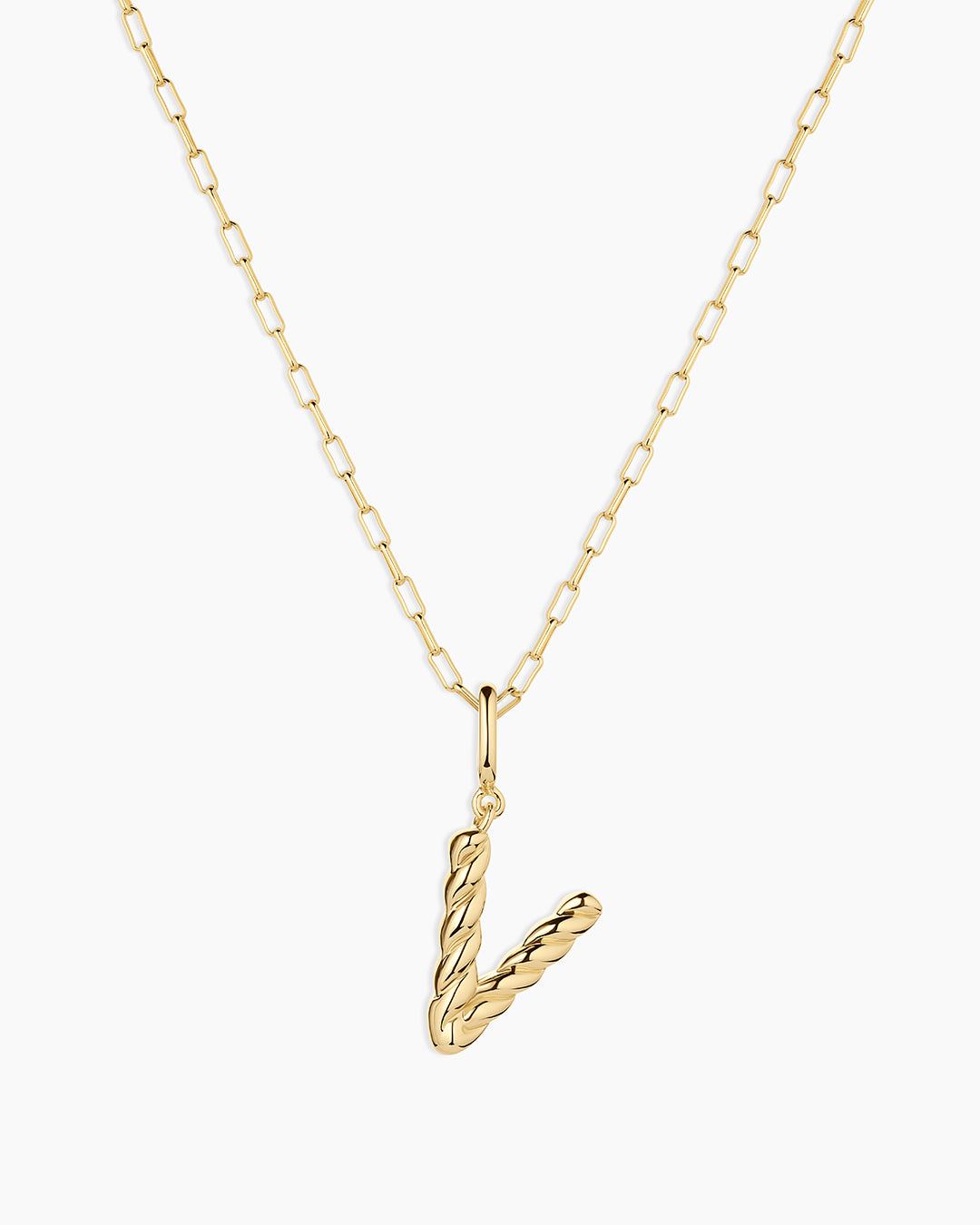 Crew Alphabet Statement Charm Necklace || option::18K Gold Plated, V
