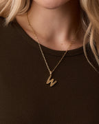 Crew Alphabet Statement Charm Necklace || option::18K Gold Plated, W