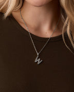 Crew Alphabet Statement Charm Necklace || option::Silver Plated, W