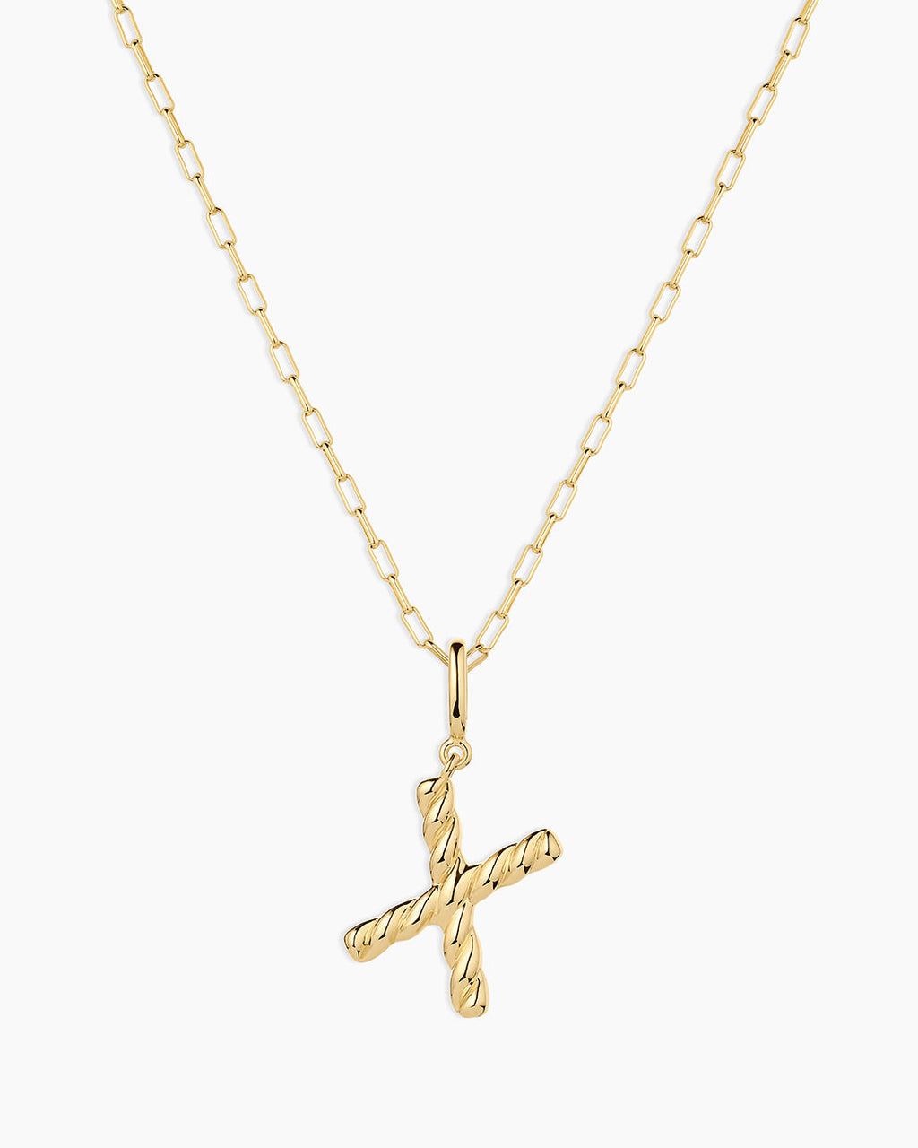 Crew Alphabet Statement Charm Necklace || option::18K Gold Plated, X