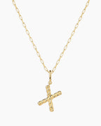 Crew Alphabet Statement Charm Necklace || option::18K Gold Plated, X