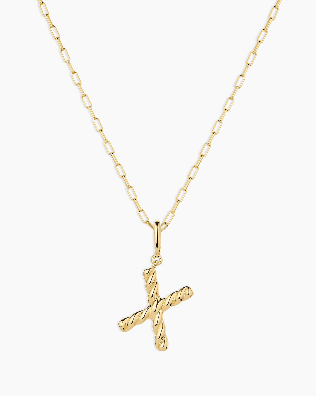 Crew Alphabet Statement Charm Necklace || option::18K Gold Plated, X