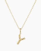 Crew Alphabet Statement Charm Necklace || option::18K Gold Plated, Y