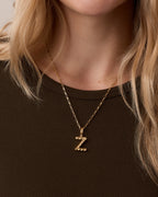 Crew Alphabet Statement Charm Necklace || option::18K Gold Plated, Z