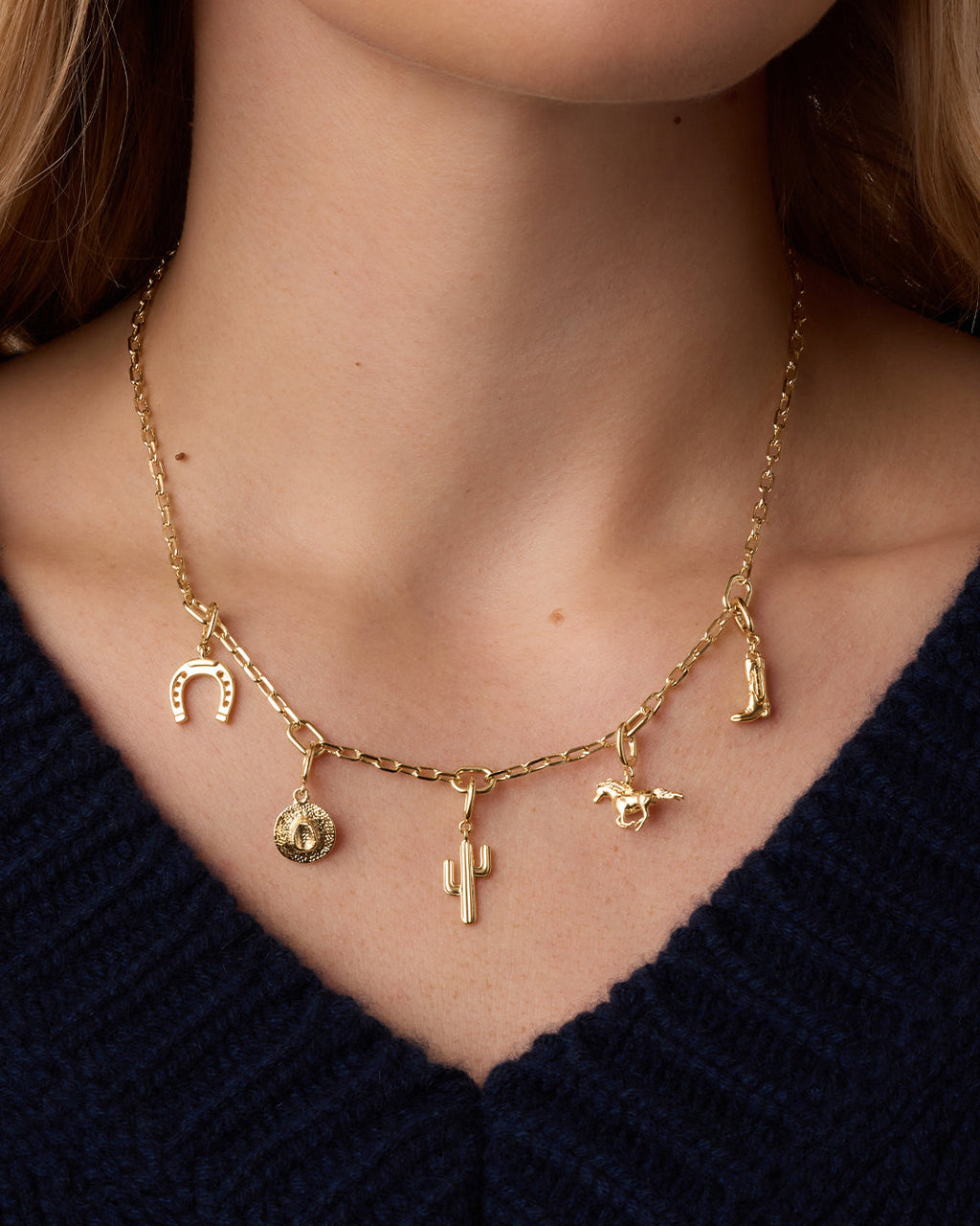 Western Parker Charm Necklace || option::18K Gold Plated