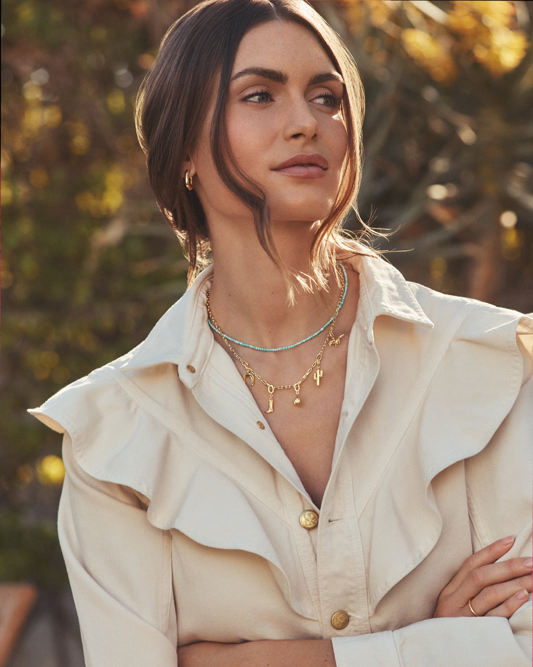 Western Parker Charm Necklace || option::18K Gold Plated