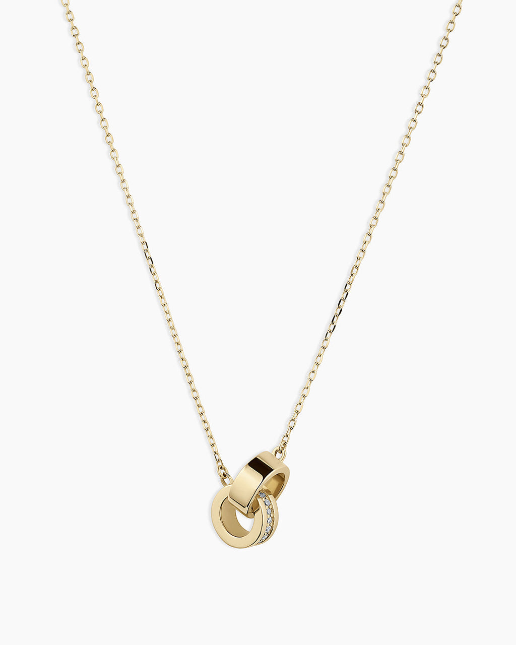 Diamond Bond Interlocking Rose Necklace || option::14K Solid Gold, Single