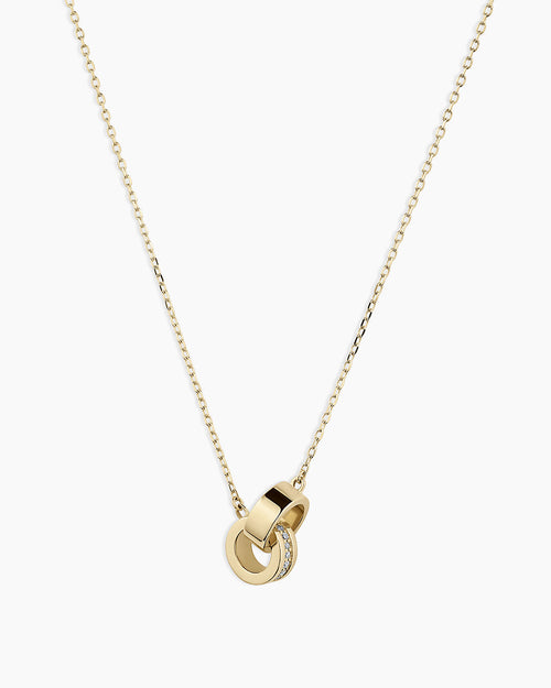 Diamond Bond Interlocking Rose Necklace || option::14K Solid Gold, Single
