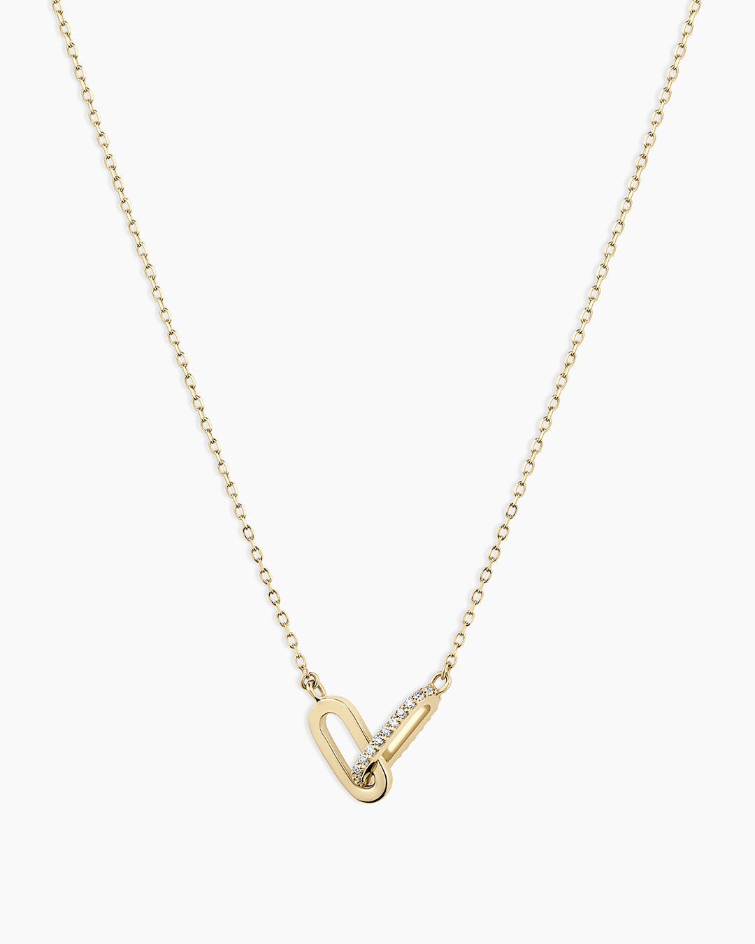 Diamond Bond Interlocking Link Necklace || option::14K Solid Gold, Single