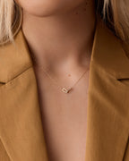 Diamond Bond Interlocking Link Necklace || option::14K Solid Gold, Single
