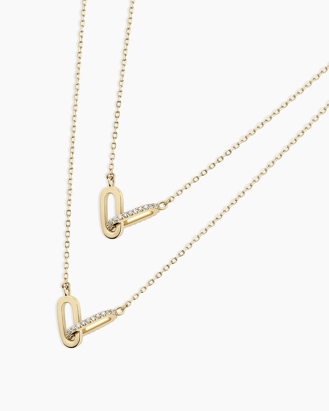 Diamond Bond Interlocking Link Necklace || option::14K Solid Gold, Set