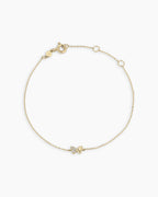 Diamond Bond Butterfly Bracelet || option::14K Solid Gold, Single - Diamonds Left