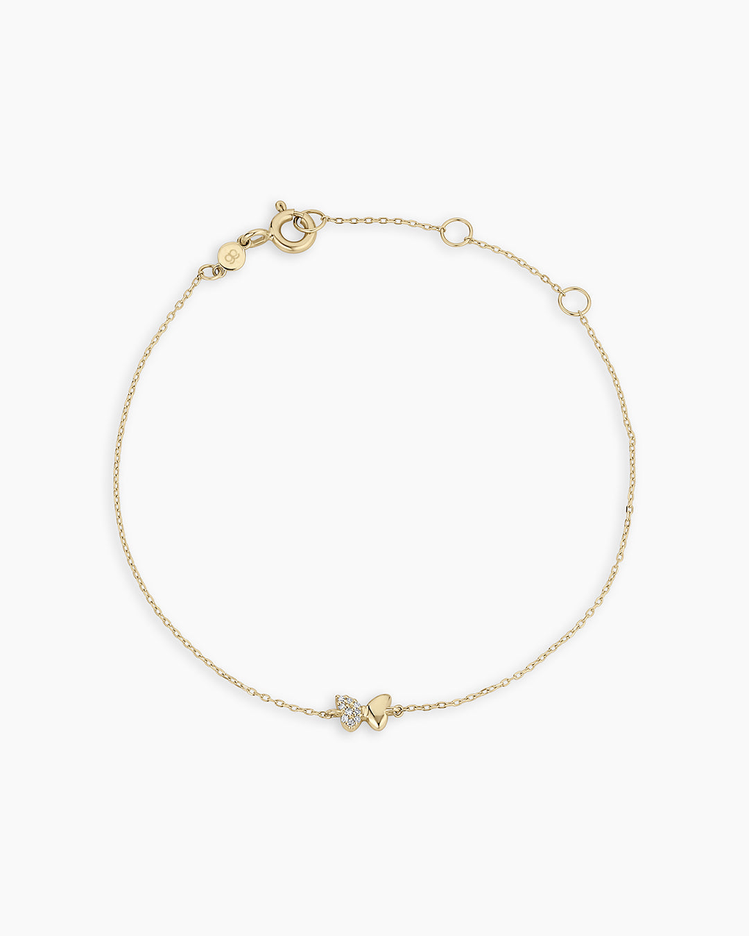 Diamond Bond Butterfly Bracelet || option::14K Solid Gold, Single - Diamonds Left