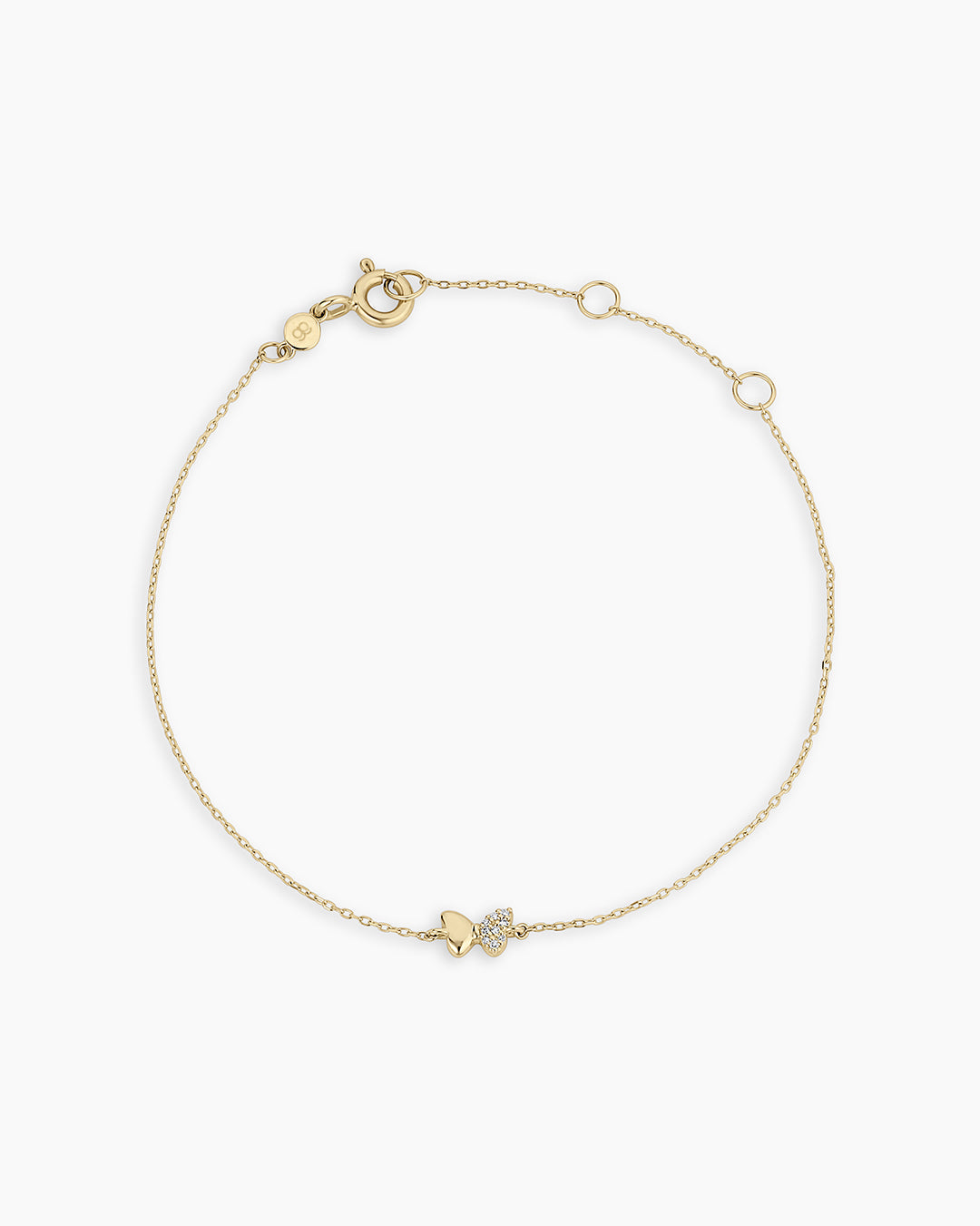 Diamond Bond Butterfly Bracelet || option::14K Solid Gold, Single - Diamonds Right