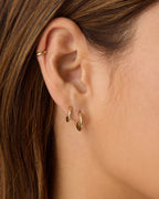 14K Gold Everyday Single Huggie || option::14K Solid Gold, 11mm