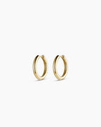 14K Gold Everyday Huggies || option::14K Solid Gold, 13mm