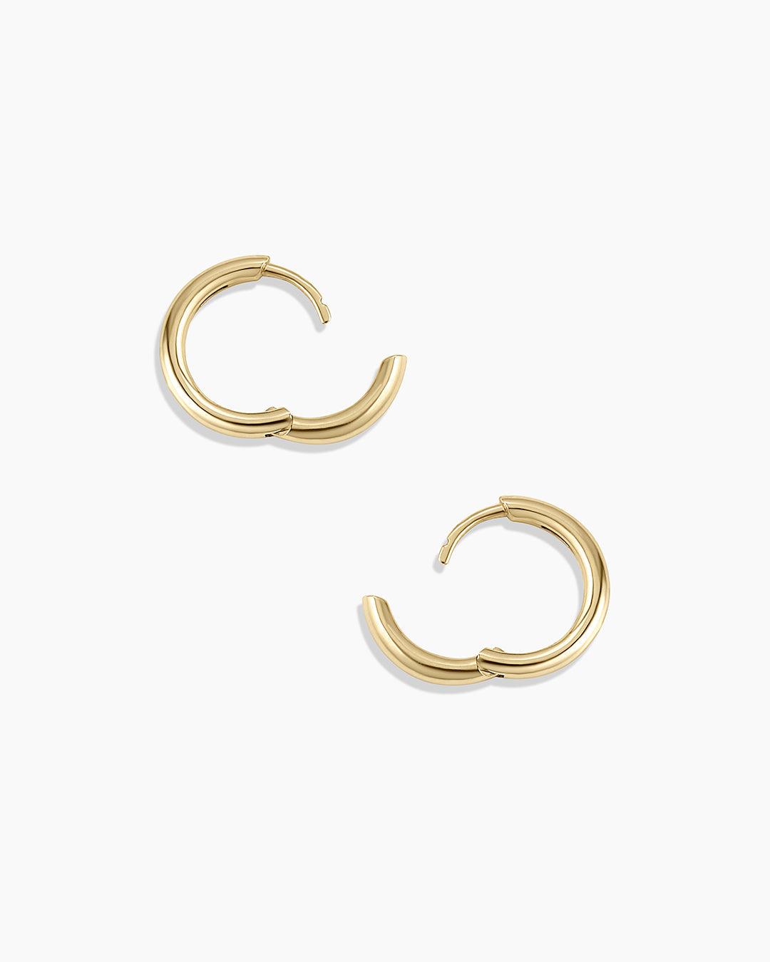 14K Gold Everyday Huggies || option::14K Solid Gold, 13mm