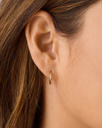 14K Gold Everyday Huggies || option::14K Solid Gold, 13mm