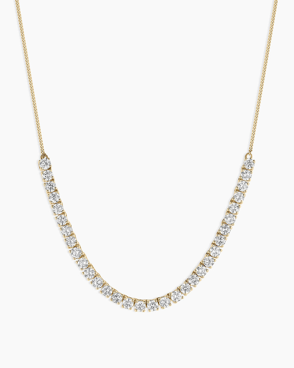 Lab Grown Diamond Tennis Row Necklace || option::14K Solid Gold