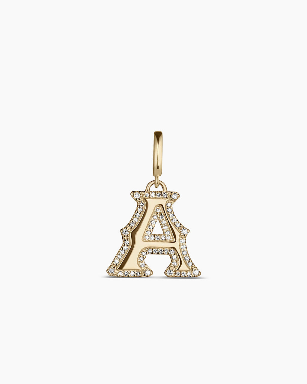 Diamond Era Alphabet Charm || option::14K Solid Gold, A