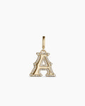 Diamond Era Alphabet Charm || option::14K Solid Gold, A