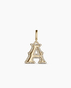 Diamond Era Alphabet Charm || option::14K Solid Gold, A