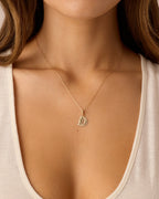 Diamond Era Alphabet Charm || option::14K Solid Gold, D