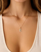 Diamond Era Alphabet Charm || option::14K Solid Gold, E