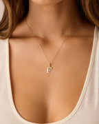 Diamond Era Alphabet Charm || option::14K Solid Gold, F