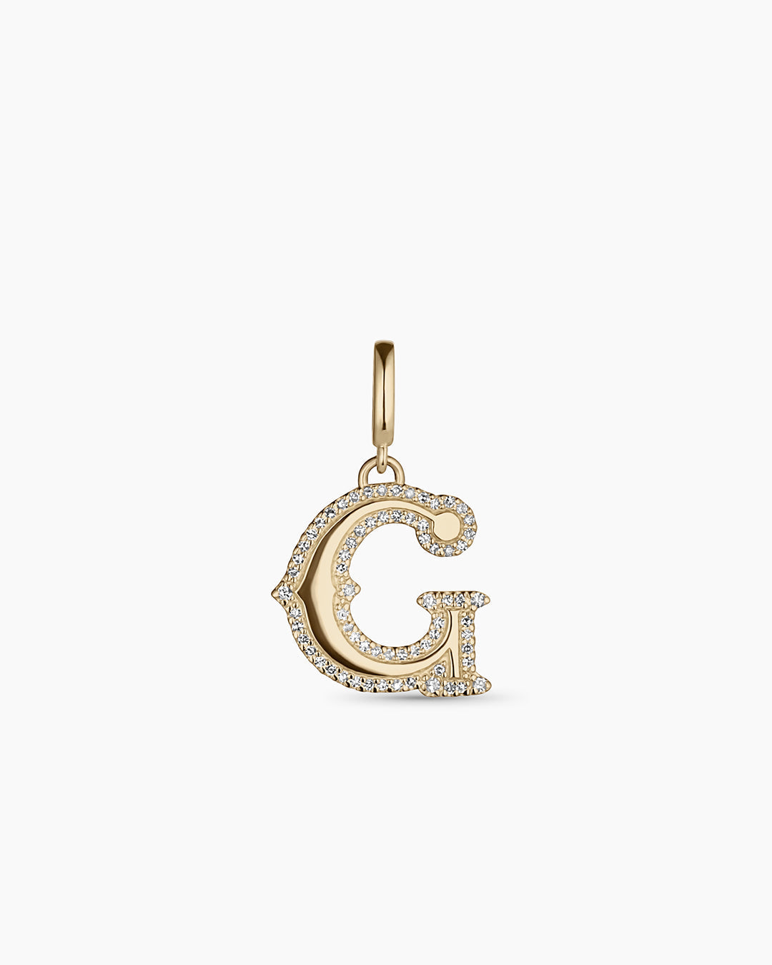 Diamond Era Alphabet Charm || option::14K Solid Gold, G
