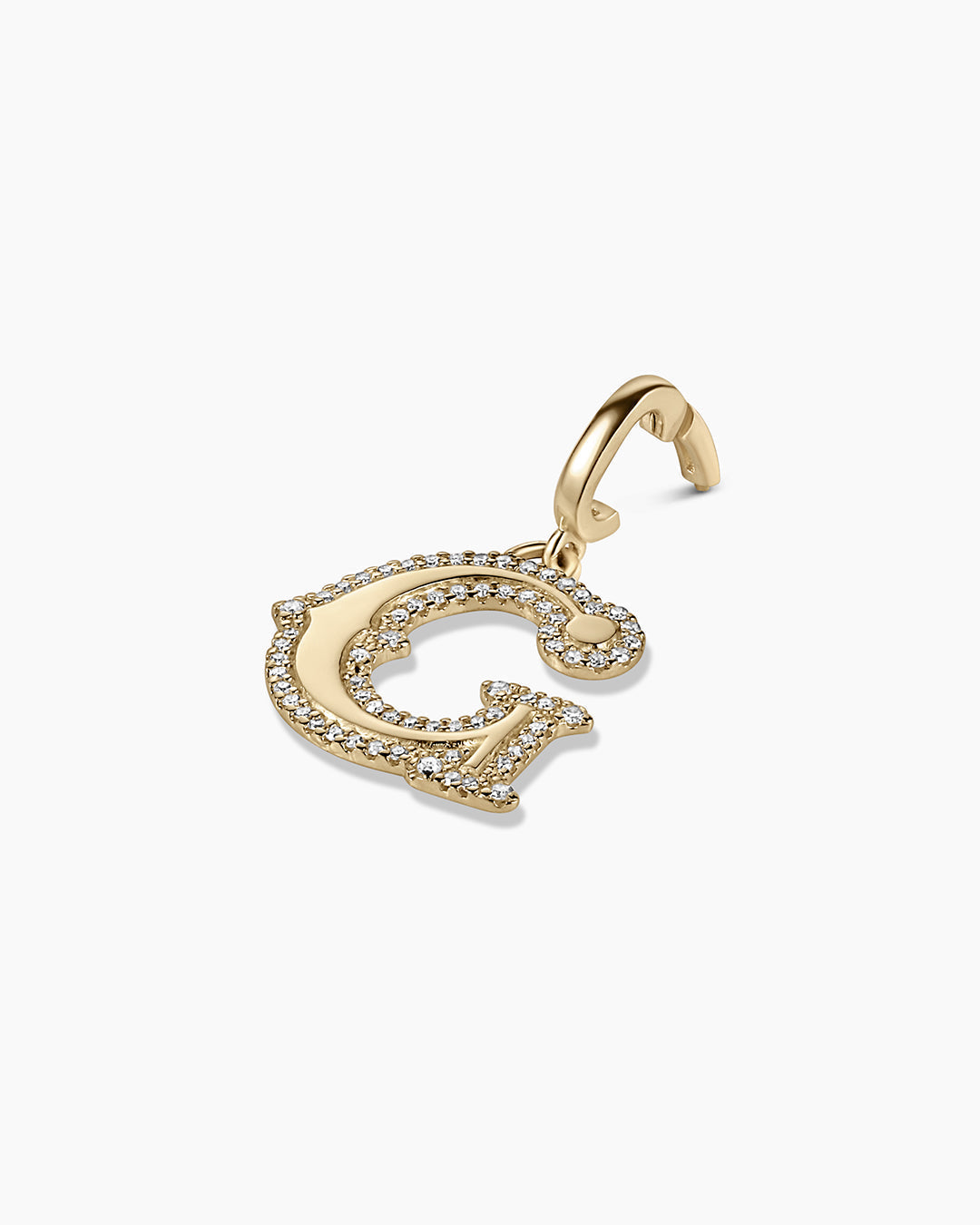 Diamond Era Alphabet Charm || option::14K Solid Gold, G