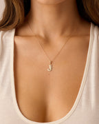 Diamond Era Alphabet Charm || option::14K Solid Gold, J