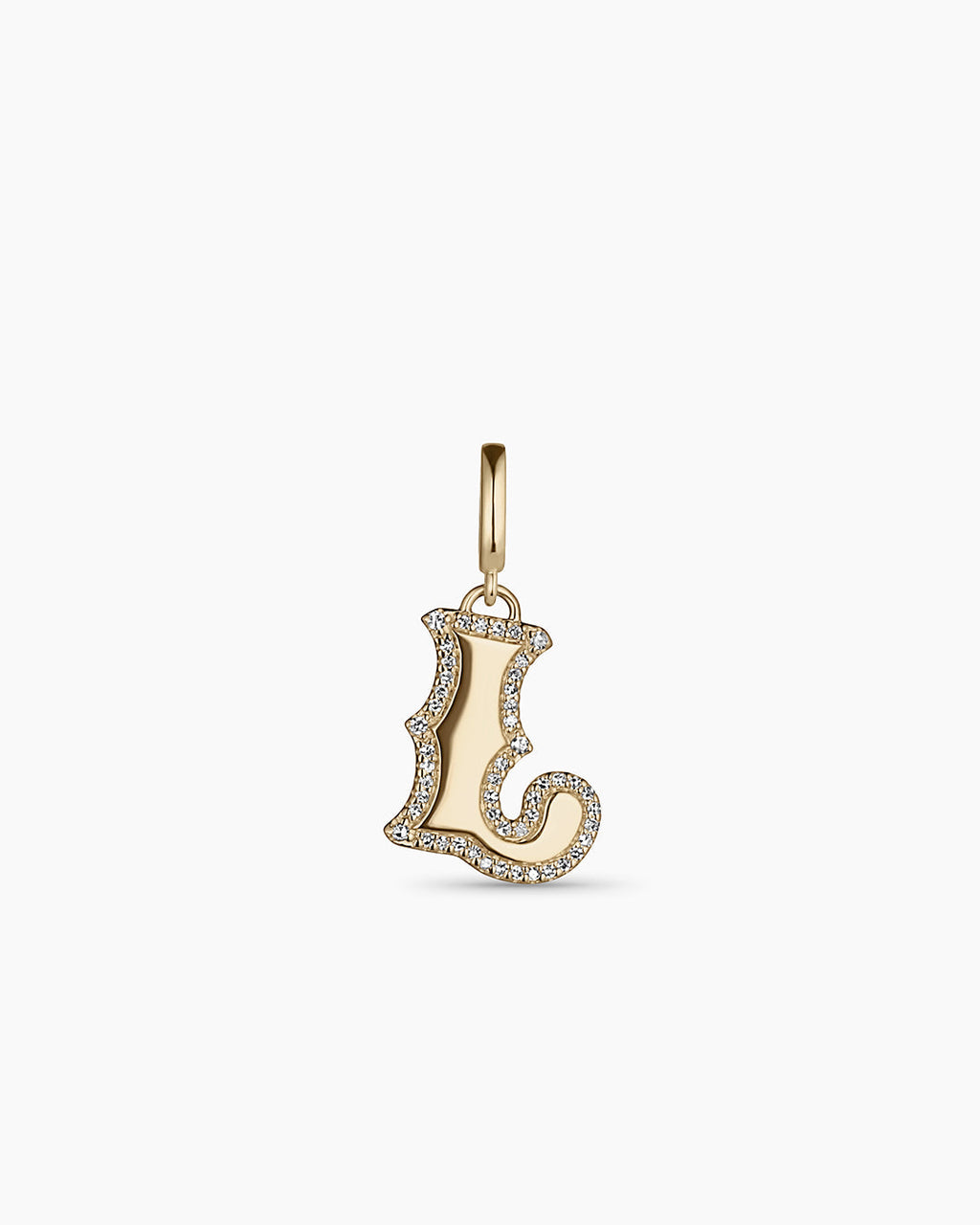 Diamond Era Alphabet Charm || option::14K Solid Gold, L