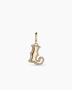 Diamond Era Alphabet Charm || option::14K Solid Gold, L
