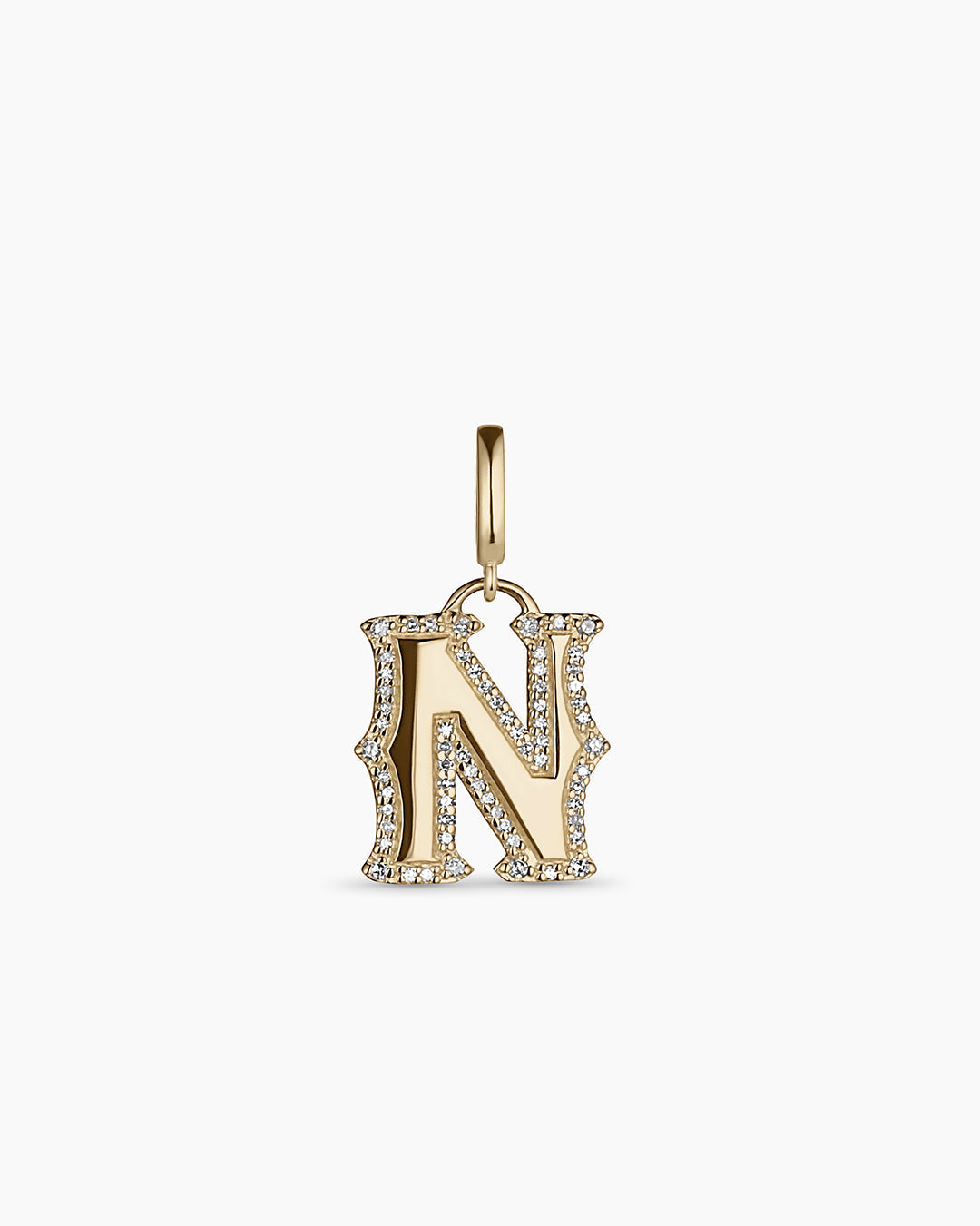Diamond Era Alphabet Charm || option::14K Solid Gold, N
