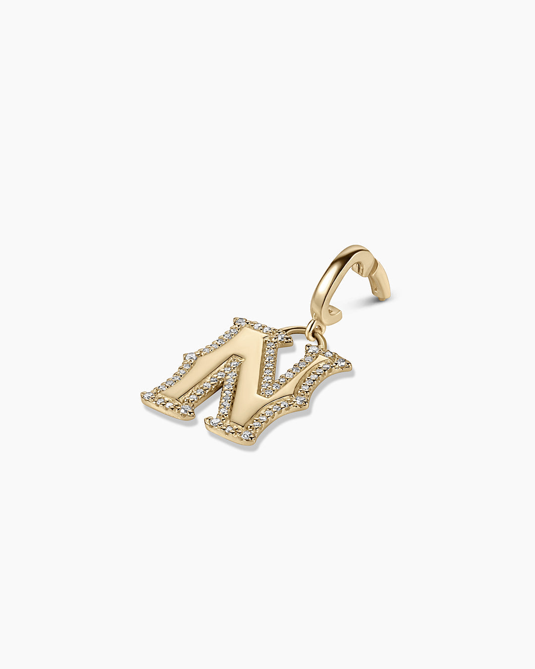 Diamond Era Alphabet Charm || option::14K Solid Gold, N