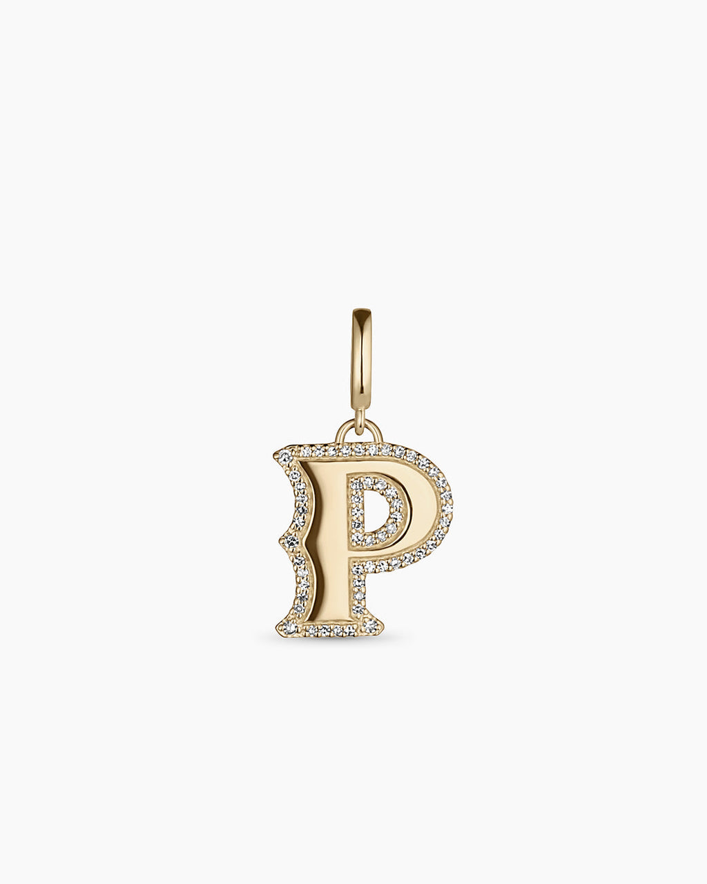 Diamond Era Alphabet Charm || option::14K Solid Gold, P