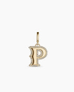 Diamond Era Alphabet Charm || option::14K Solid Gold, P